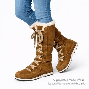 230. The North Face Heatseeker Brown Suede Fur Lace-Up Winter Boots Women’s 9